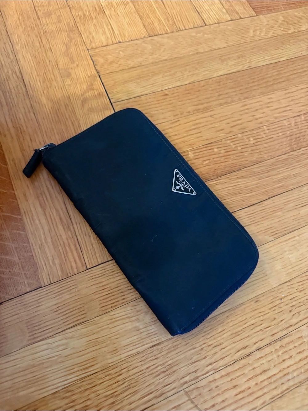 Prada Black Zip-Around Nylon Wallet